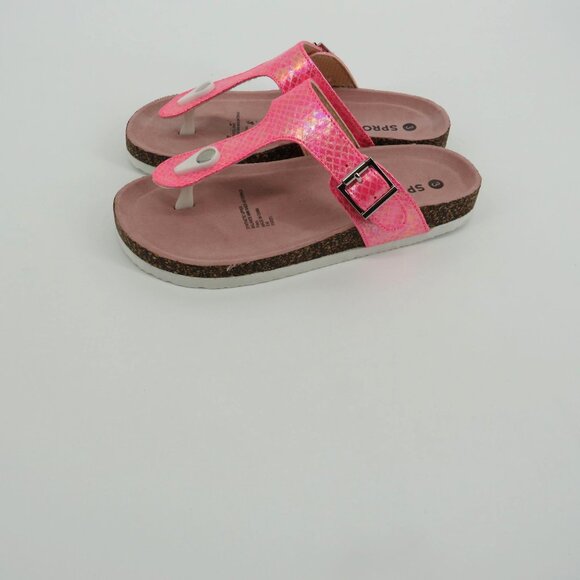 Sprox Kids Pink Shiny Snake Print Sandals Buckle Strap Cork Footbed Size 3 NIB - Picture 5 of 6